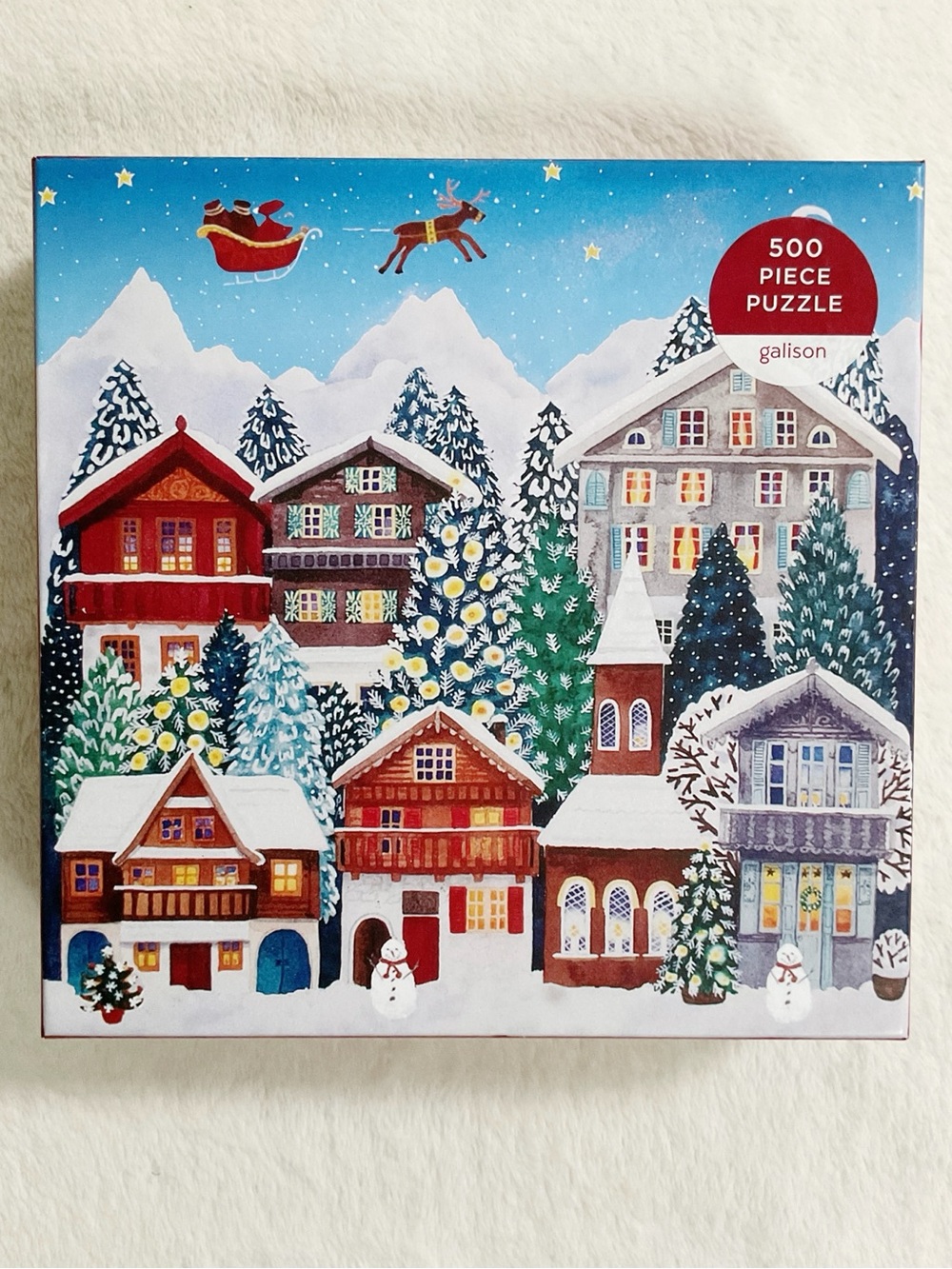 Galison Yuletide Village 500 Pc Puzzle Complete Christmas Winter Scene
